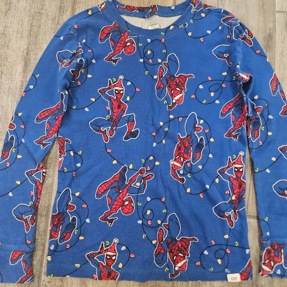 Gap‎ Kids Marvel Spider-Man Christmas Pajama Set Organic Cotton Size 10 Flaw